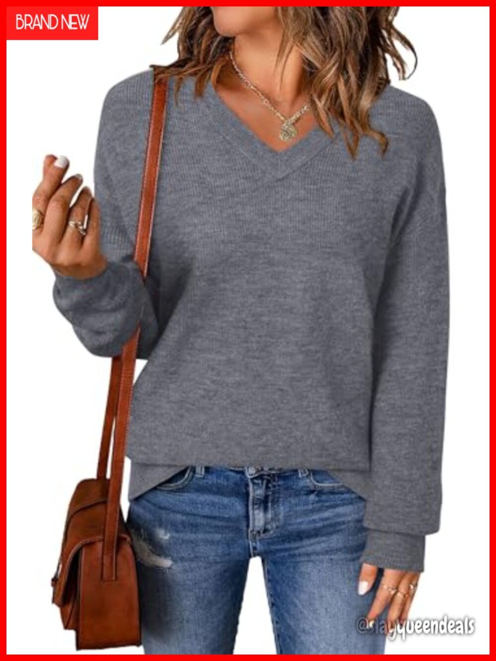 Wool Blend V Neck Pullover Sweater Business Casual Long Sleeve